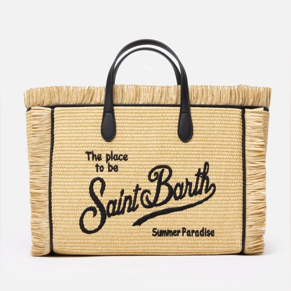 Saint Barths Handbags - Saint Barth Embroidered Beige Straw Tote Bag - New! - *CELEBRITY FAV*